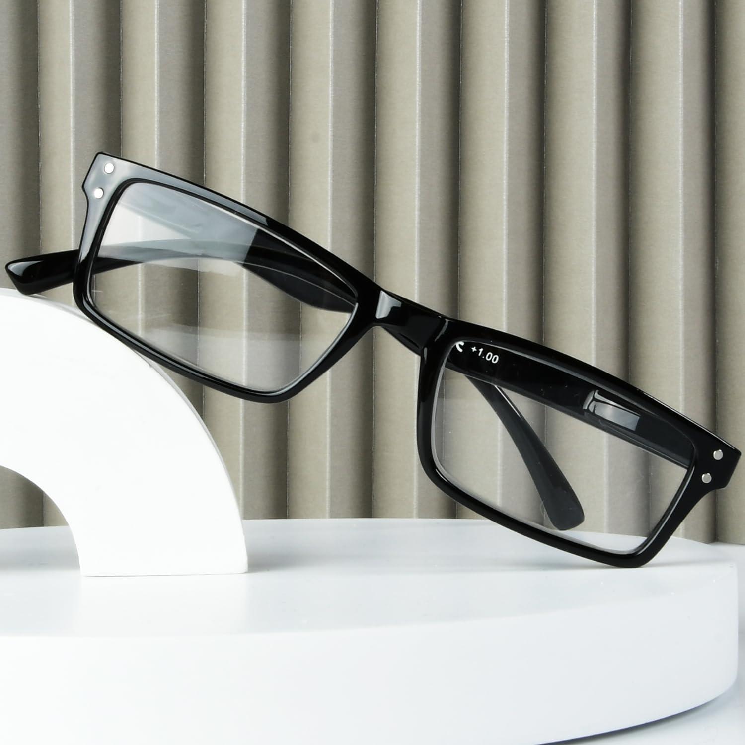 imageEyekepper Spring Hinge 5pack Retro Style Reading Glasses Sunshine Readers Grey LensBlack5pcs All Clear Lens