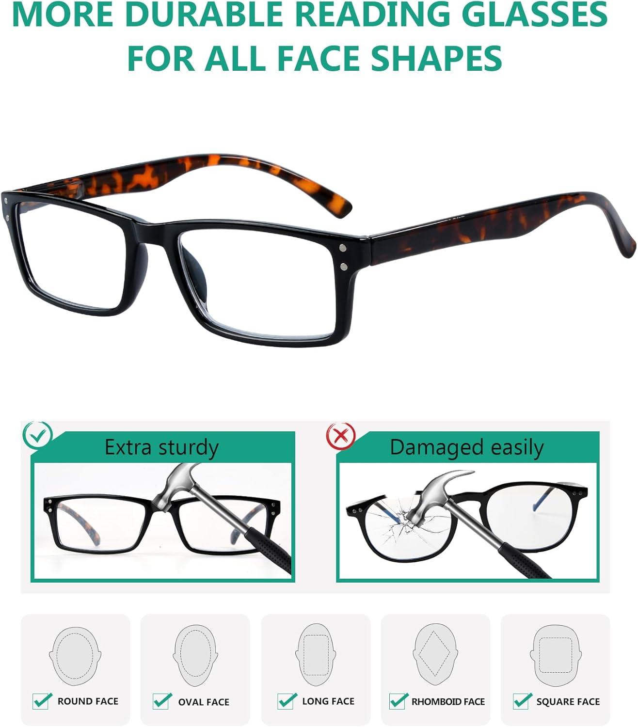imageEyekepper Spring Hinge 5pack Retro Style Reading Glasses Sunshine Readers Grey LensDemi Arm5pcs All Clear Lens