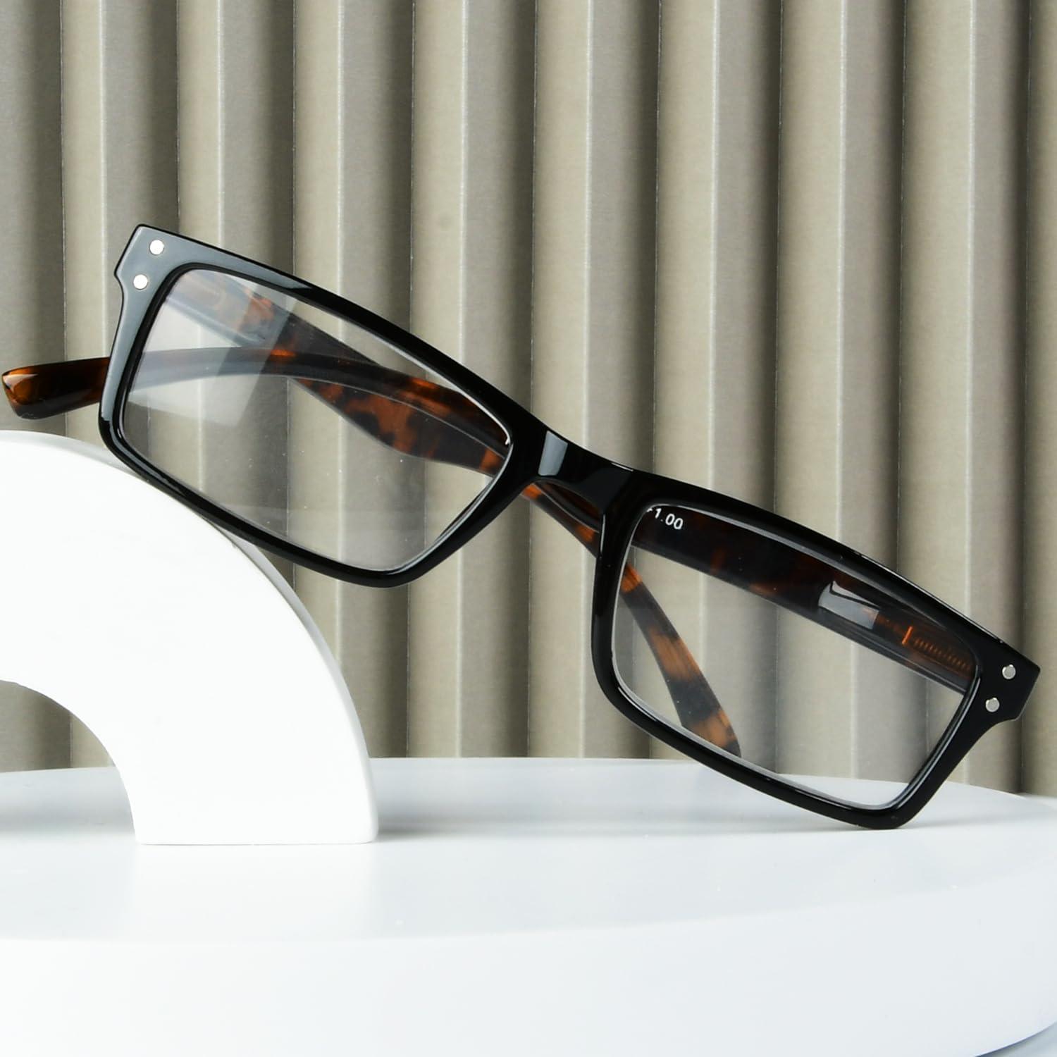 imageEyekepper Spring Hinge 5pack Retro Style Reading Glasses Sunshine Readers Grey LensDemi Arm5pcs All Clear Lens