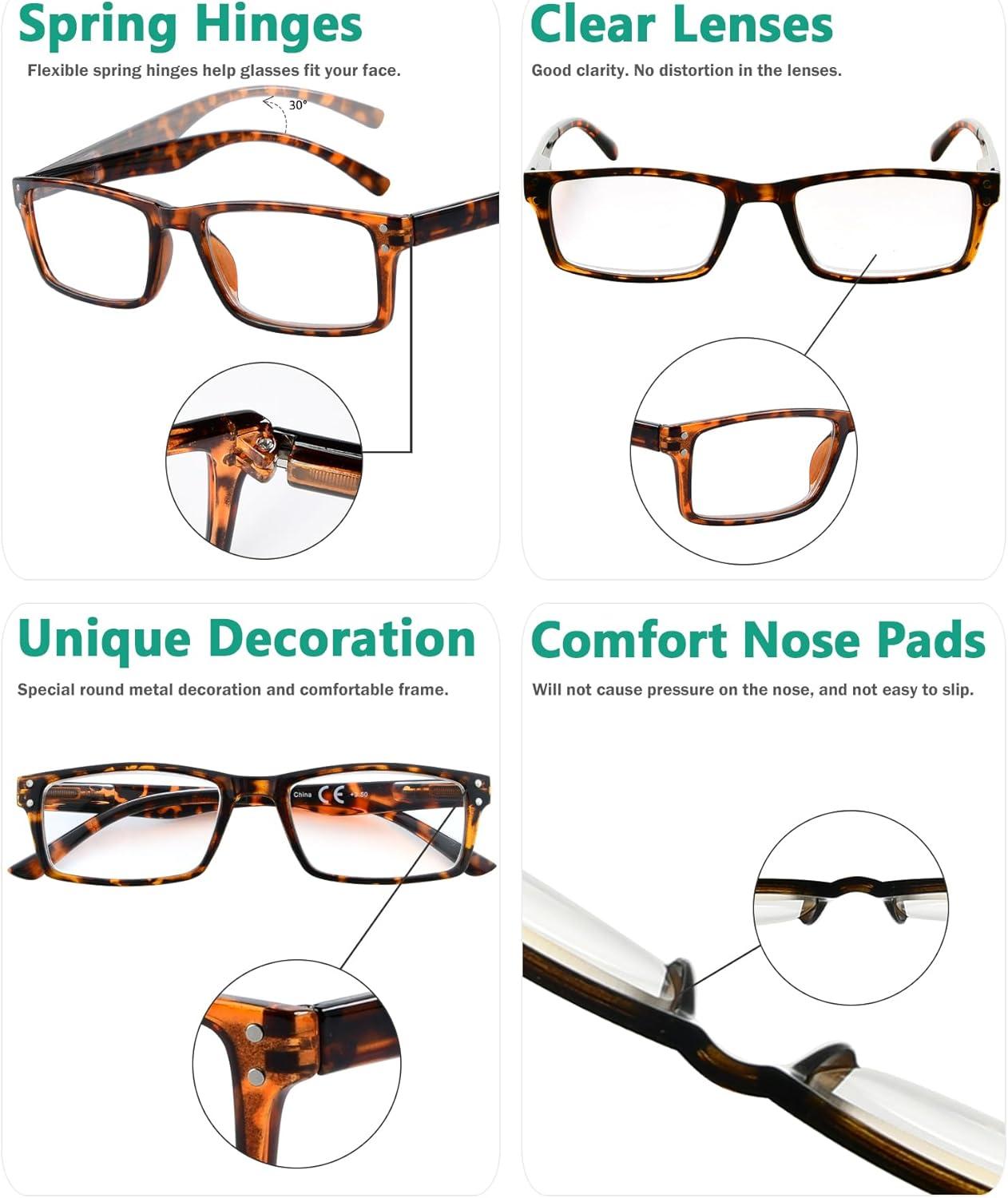 imageEyekepper Spring Hinge 5pack Retro Style Reading Glasses Sunshine Readers Grey LensDemi5pcs All Clear Lens