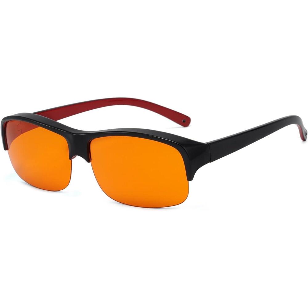 imageEyekepper 100 Blue Light ReductionHuge Fitover AntiBlue Blocking Computer Eyeglasses with Extra Amber Lenses Tortoise1801black Red100 Blue Light Blocking