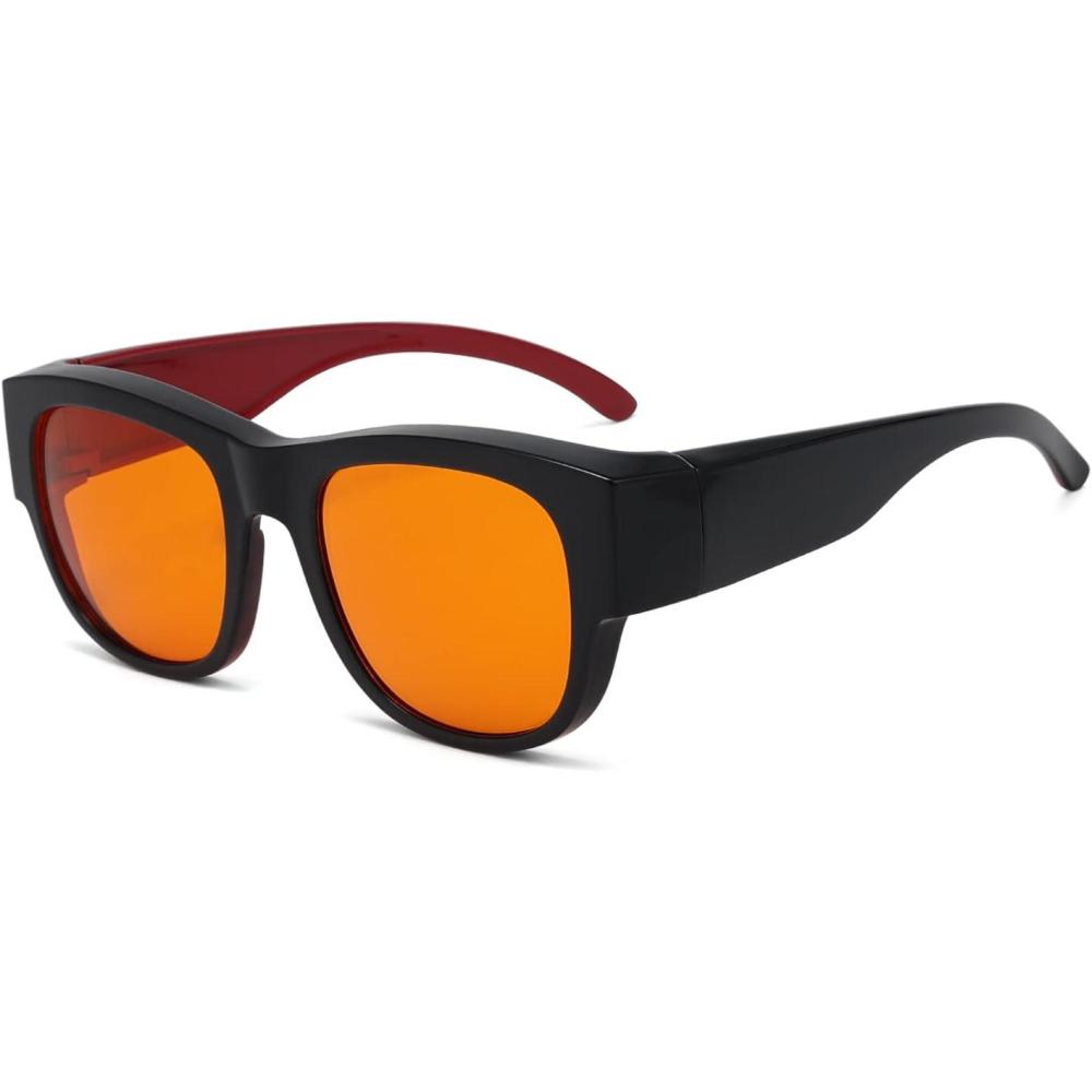 imageEyekepper 100 Blue Light ReductionHuge Fitover AntiBlue Blocking Computer Eyeglasses with Extra Amber Lenses Tortoise1802black Red100 Blue Light Blocking