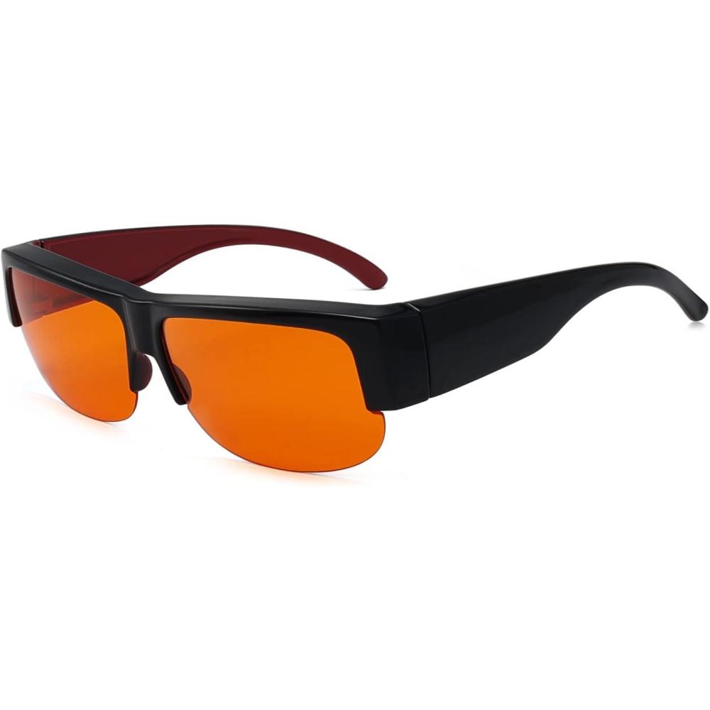 imageEyekepper 100 Blue Light ReductionHuge Fitover AntiBlue Blocking Computer Eyeglasses with Extra Amber Lenses Tortoise1803black Red100 Blue Light Blocking