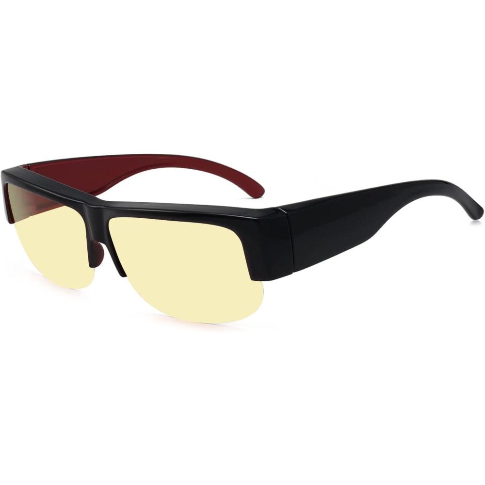 imageEyekepper 100 Blue Light ReductionHuge Fitover AntiBlue Blocking Computer Eyeglasses with Extra Amber Lenses Tortoise1803black Red30 Blue Light Blocking