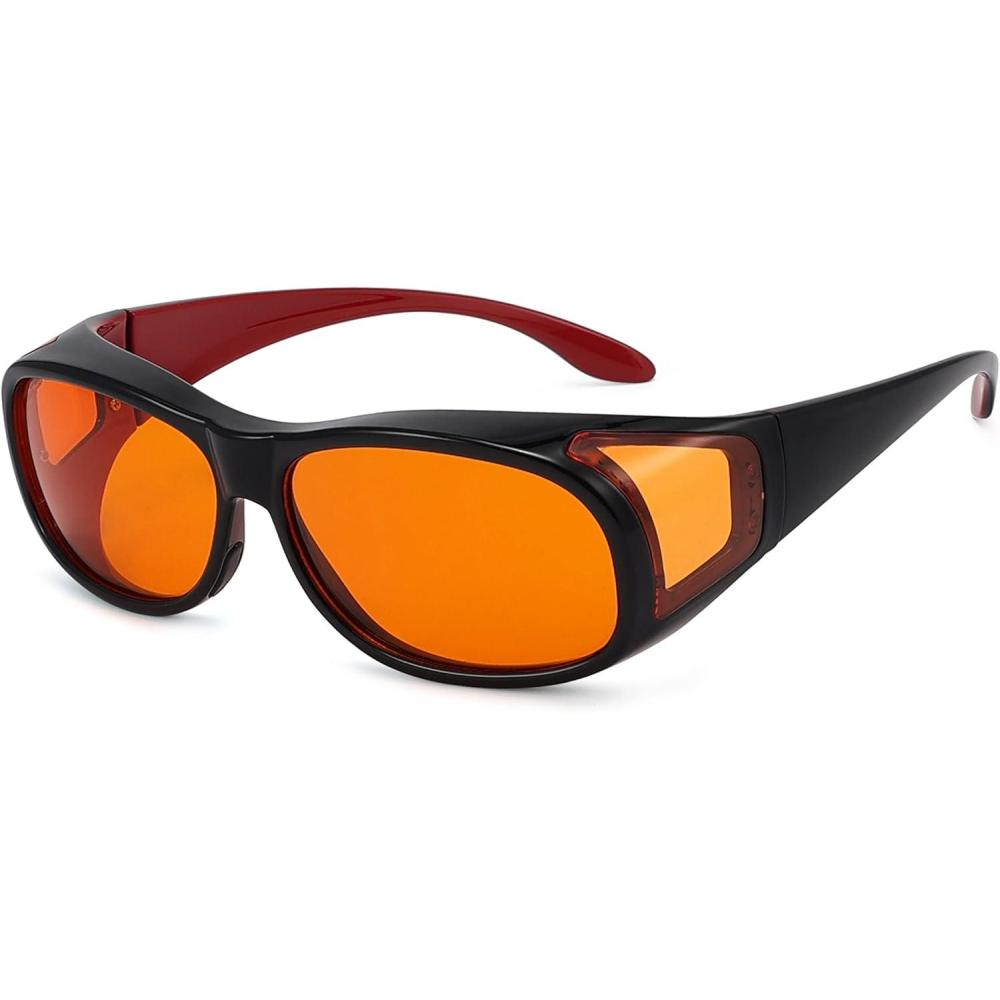 imageEyekepper 100 Blue Light ReductionHuge Fitover AntiBlue Blocking Computer Eyeglasses with Extra Amber Lenses Tortoise1804black Red100 Blue Light Blocking