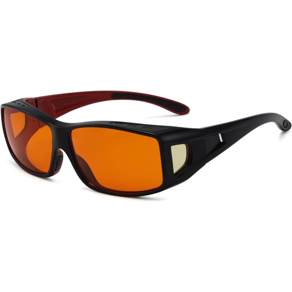 imageEyekepper 100 Blue Light ReductionHuge Fitover AntiBlue Blocking Computer Eyeglasses with Extra Amber Lenses Tortoise1805black Red100 Blue Light Blocking