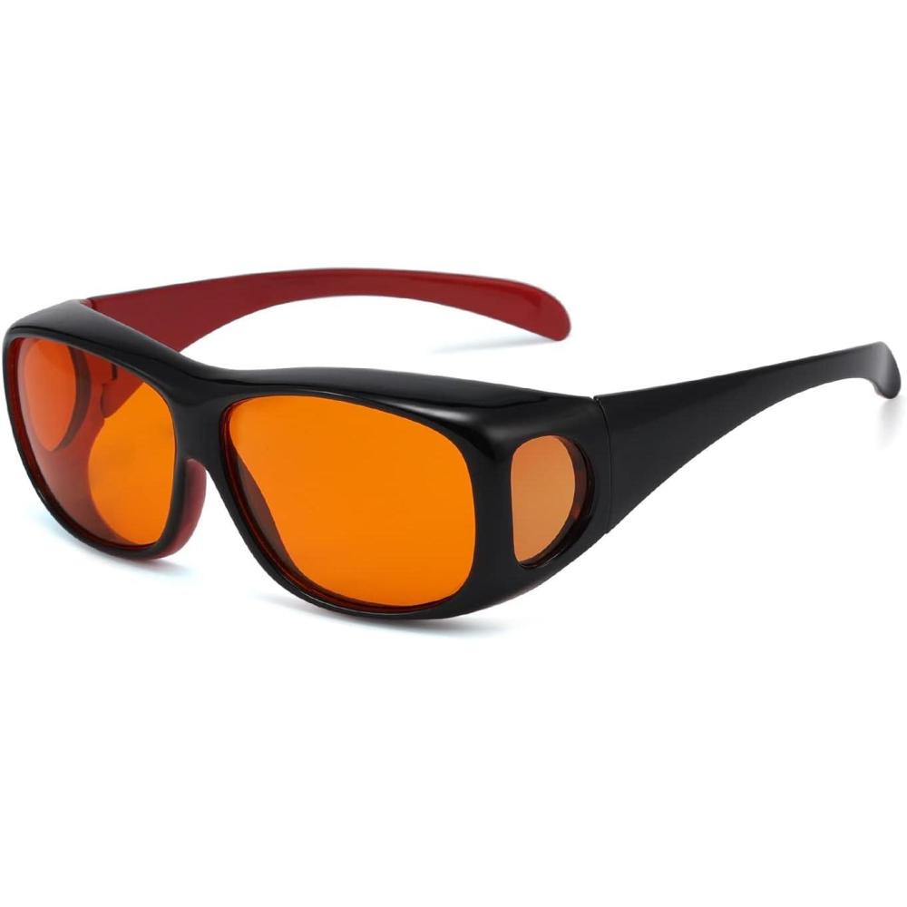 imageEyekepper 100 Blue Light ReductionHuge Fitover AntiBlue Blocking Computer Eyeglasses with Extra Amber Lenses Tortoise1806black Red100 Blue Light Blocking