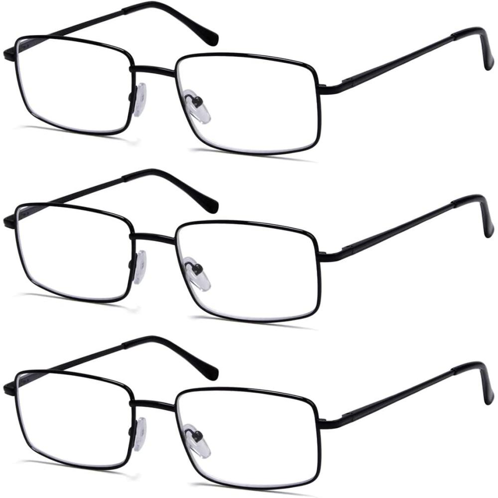 imageEyekepper 2 Pack Reading Glasses Blue Light Blocking Metal Frame Computer Readers Amber Tinted 050Black