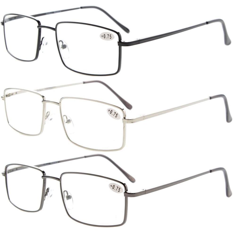 imageEyekepper 2 Pack Reading Glasses Blue Light Blocking Metal Frame Computer Readers Amber Tinted 050Mix