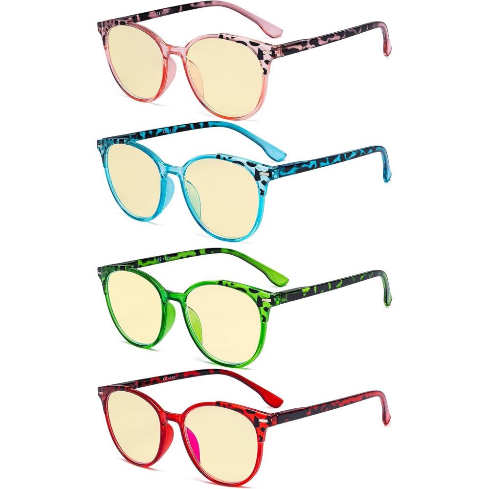 imageEyekepper 4 Pack Ladies Reading Glasses  Oversize Round Stylish Readers for Women Reading 100Blue Light Blockingb604 Pairs