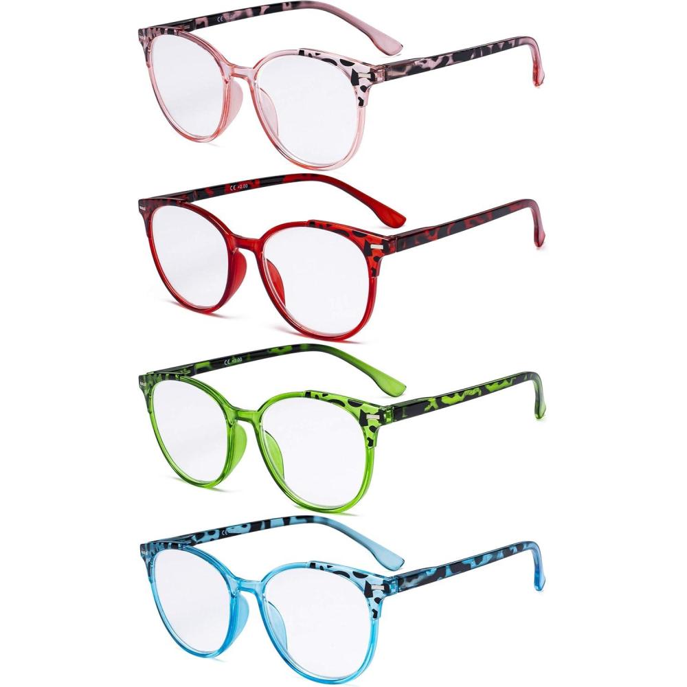 imageEyekepper 4 Pack Ladies Reading Glasses  Oversize Round Stylish Readers for Women Reading 100R9002d4pcsmix