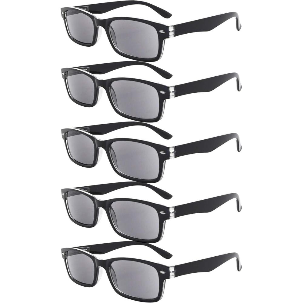 imageEyekepper 5 Pack Blue Light Filter Glasses Classic Computer Reading Glasses Orange Tinted 1255pcs All Grey Lens