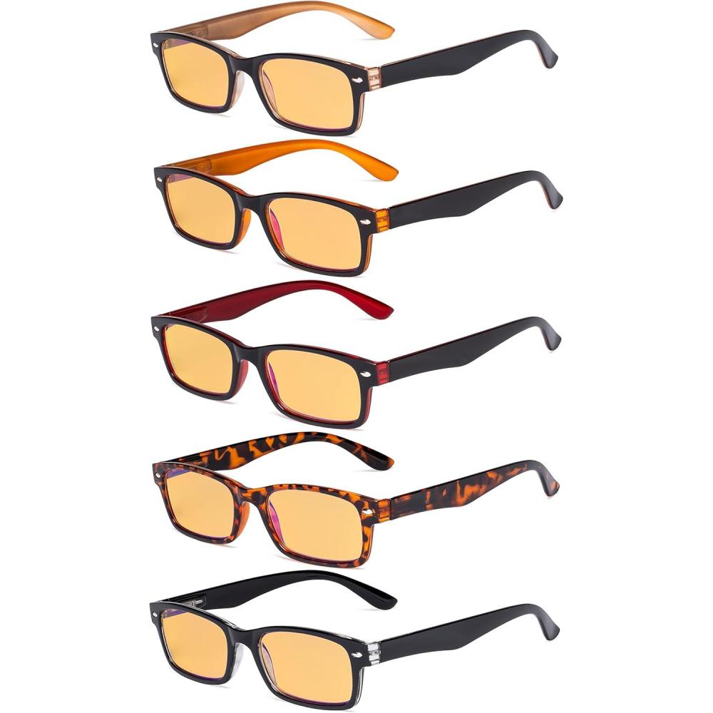 imageEyekepper 5 Pack Blue Light Filter Glasses Classic Computer Reading Glasses Orange Tinted 125Blue Light Blockingb905 Pairs
