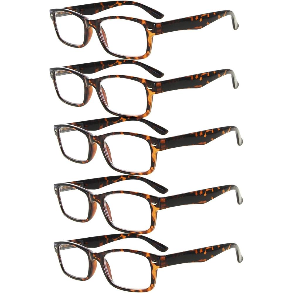 imageEyekepper 5 Pack Blue Light Filter Glasses Classic Computer Reading Glasses Orange Tinted 125Demi 5pc All Clear Lens