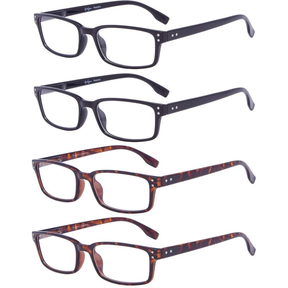 imageEyekepper 5 Pack Blue Light Filter Glasses Classic Rectangular Computer Eyeglasses Amber Tinted 0002tortoise2black