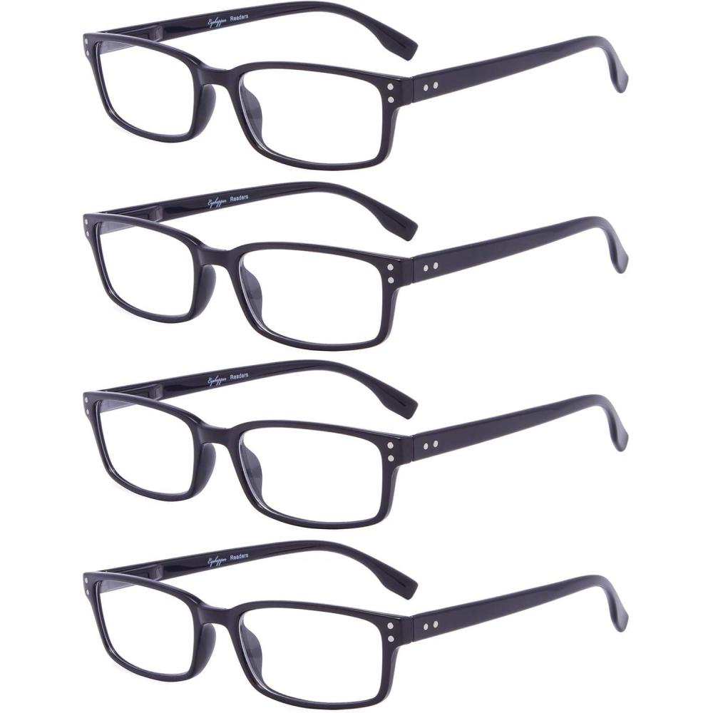 imageEyekepper 5 Pack Blue Light Filter Glasses Classic Rectangular Computer Eyeglasses Amber Tinted 0004 Pack Black
