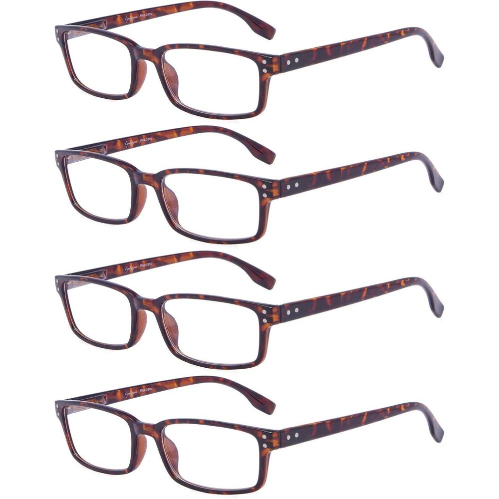 imageEyekepper 5 Pack Blue Light Filter Glasses Classic Rectangular Computer Eyeglasses Amber Tinted 0004 Pack Tortoise