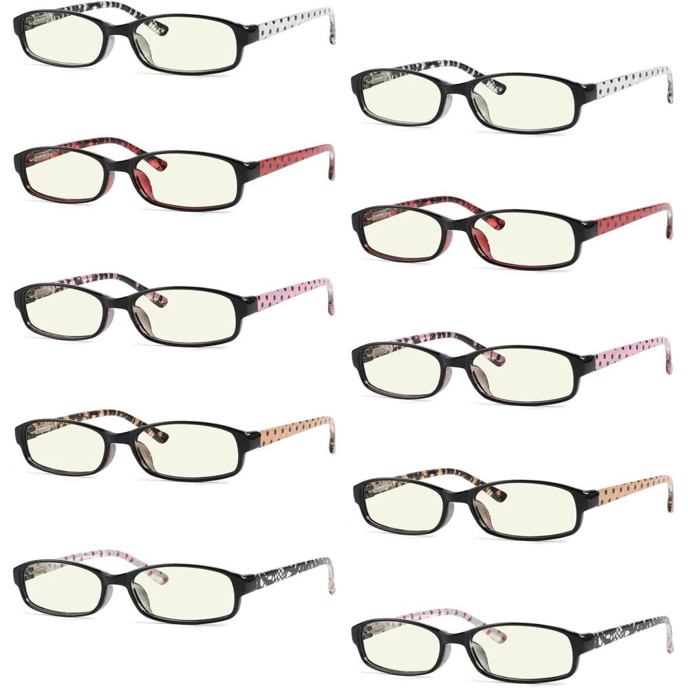 imageEyekepper 5 Pack Computer Glasses Digital Eye Strain Prevention Blue Light Filter Reading Glasses Amber Tinted 00010 Pack Mix  Cg908p