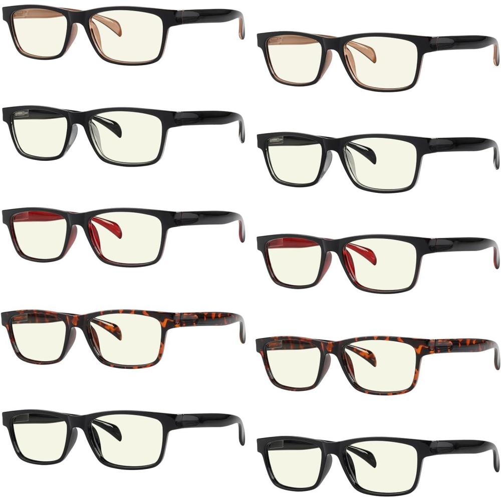 imageEyekepper 5 Pack Computer Glasses Digital Eye Strain Prevention Blue Light Filter Reading Glasses Amber Tinted 00010 Pack Mix  Uvr090