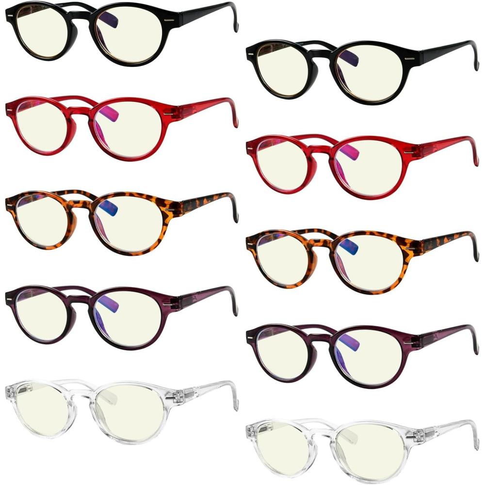 imageEyekepper 5 Pack Computer Glasses Digital Eye Strain Prevention Blue Light Filter Reading Glasses Amber Tinted 00010 Pack Mix  Uvr091