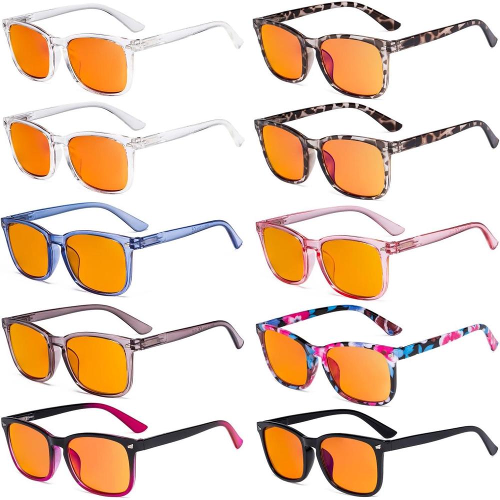imageEyekepper 5 Pack Computer Glasses Digital Eye Strain Prevention Blue Light Filter Reading Glasses Amber Tinted 00010 Pack Mixdsrt1801