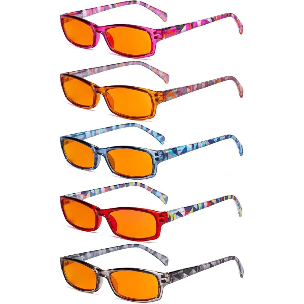 imageEyekepper 5 Pack Computer Glasses Digital Eye Strain Prevention Blue Light Filter Reading Glasses Amber Tinted 000Blue Light Blockingorange Tinted