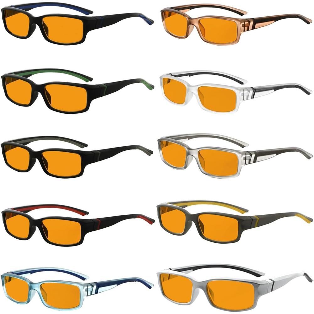imageEyekepper 5 Pack Computer Glasses Digital Eye Strain Prevention Blue Light Filter Reading Glasses Orange Tinted 00010 Pack Mixdsxm01