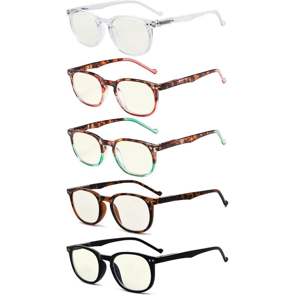 imageEyekepper 5 Pack Retro Design Blue Light Blocking Readers Blue Glare Filter Computer Reading Glasses Amber Tinted 150Blue Light Blockingb405 Pairs