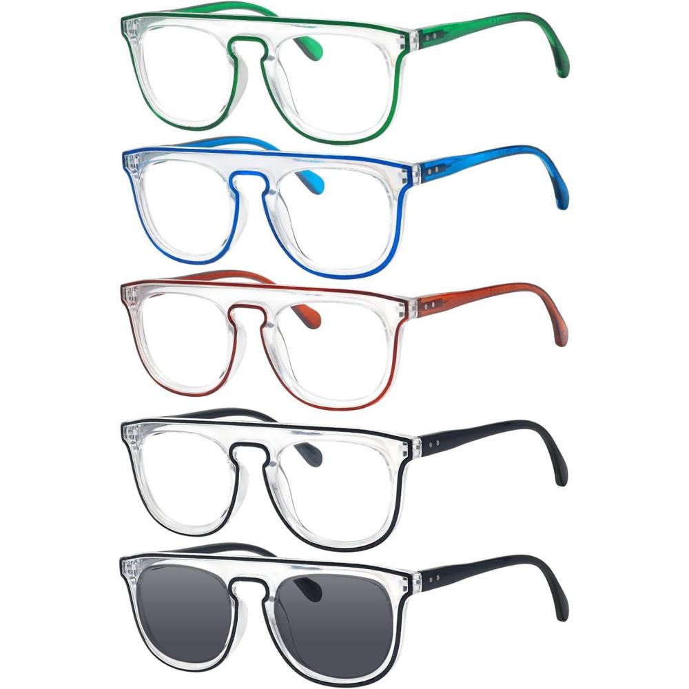 imageEyekepper 5pack Reading Glasses Double Color Stylish Readers5 Pack Mix Color