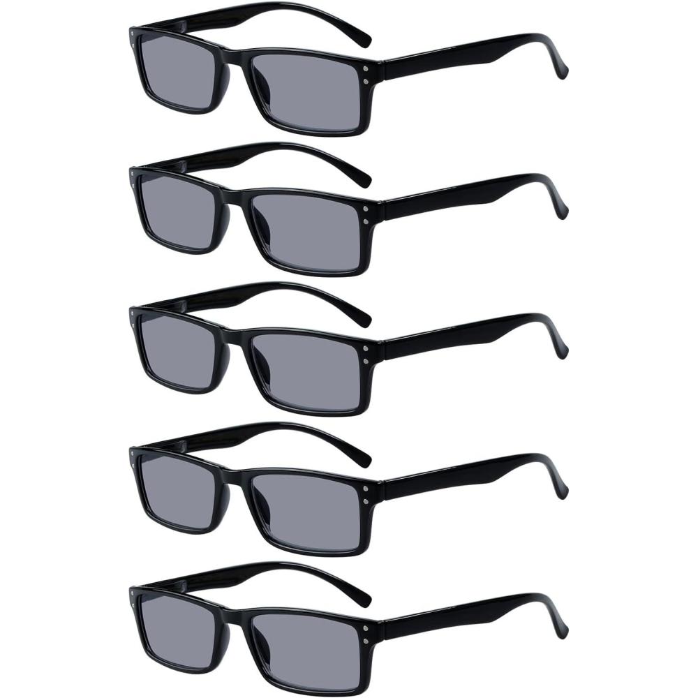 imageEyekepper Spring Hinge 5pack Retro Style Reading Glasses Sunshine Readers Grey Lens5pcs All Grey Lens