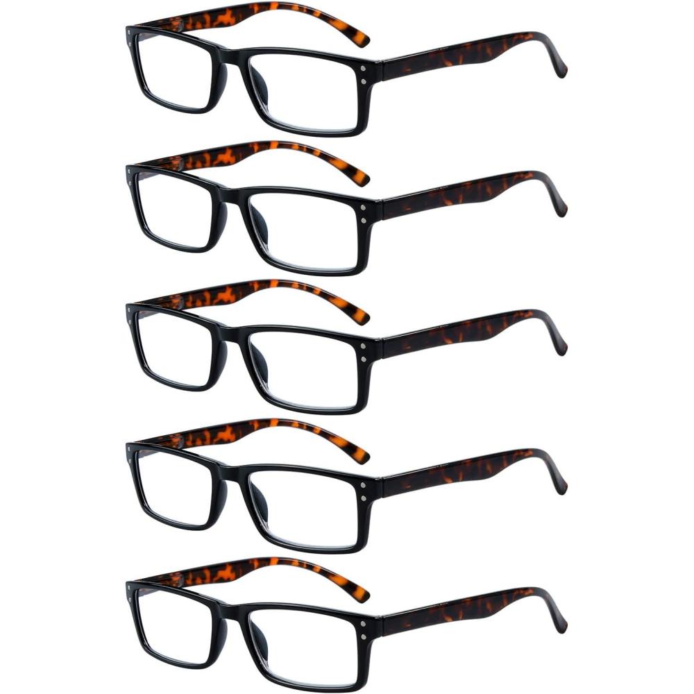 imageEyekepper Spring Hinge 5pack Retro Style Reading Glasses Sunshine Readers Grey LensDemi Arm5pcs All Clear Lens