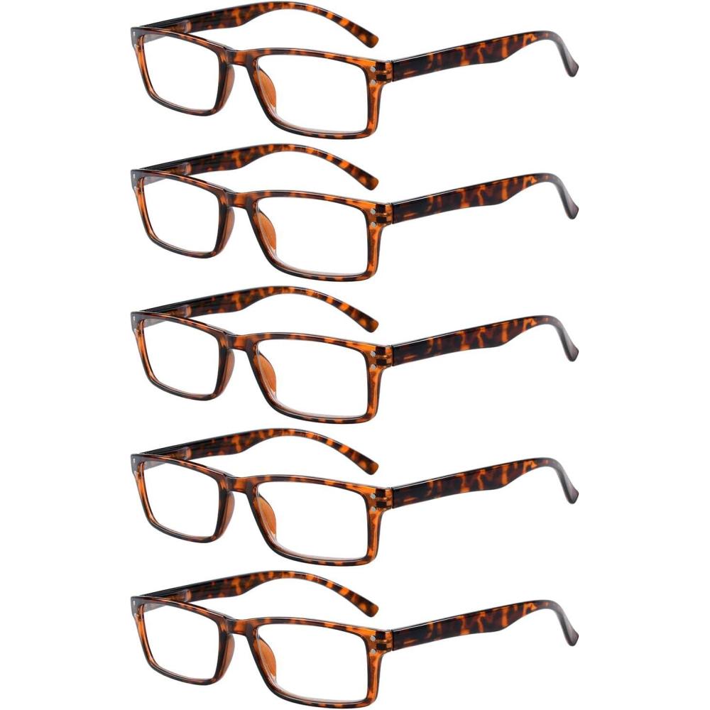 imageEyekepper Spring Hinge 5pack Retro Style Reading Glasses Sunshine Readers Grey LensDemi5pcs All Clear Lens