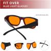 imageEyekepper 100 Blue Light ReductionHuge Fitover AntiBlue Blocking Computer Eyeglasses with Extra Amber Lenses Tortoise1802black Red100 Blue Light Blocking