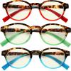imageEyekepper 3 Pack Round Computer Reading Glasses Oval Stylish Blue Light Blocking Readers for Women with Amber Tinted 050Blue Light Blockingb403 Pairs