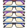 imageEyekepper 5 Pack Blue Light Filter Glasses Classic Rectangular Computer Eyeglasses Amber Tinted 000Blue Light Blockingb605 Pairs