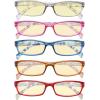 imageEyekepper 5 Pack Computer Glasses Digital Eye Strain Prevention Blue Light Filter Reading Glasses Amber Tinted 000Blue Light Blockingyellow Tinted