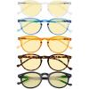 imageEyekepper 5Pack Oval Round Spring Hinges Eyeglasses Includes SunglassesBlue Light Blockingb605 Pairs