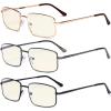 imageEyekepper 2 Pack Reading Glasses Blue Light Blocking Metal Frame Computer Readers Amber Tinted 050Blue Light Blockingb403 Pairs