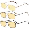 imageEyekepper 2 Pack Reading Glasses Blue Light Blocking Metal Frame Computer Readers Amber Tinted 050Blue Light Blockingb603 Pairs