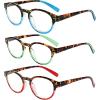 imageEyekepper 3 Pack Round Computer Reading Glasses Oval Stylish Blue Light Blocking Readers for Women with Amber Tinted 0503 Pairs Mix