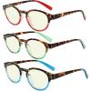 imageEyekepper 3 Pack Round Computer Reading Glasses Oval Stylish Blue Light Blocking Readers for Women with Amber Tinted 050Blue Light Blockingb403 Pairs