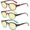 imageEyekepper 3 Pack Round Computer Reading Glasses Oval Stylish Blue Light Blocking Readers for Women with Amber Tinted 050Blue Light Blockingb603 Pairs