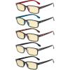 imageEyekepper 5 Pack Blue Light Filter Glasses Classic Rectangular Computer Eyeglasses Amber Tinted 000Blue Light Blockingb605 Pairs