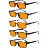 imageEyekepper 5 Pack Blue Light Filter Glasses Classic Rectangular Computer Eyeglasses Amber Tinted 000Blue Light Blockingb985 Pairs