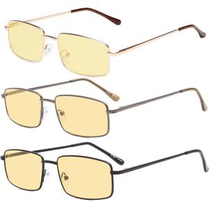 imageEyekepper 2 Pack Reading Glasses Blue Light Blocking Metal Frame Computer Readers Amber Tinted 050Blue Light Blockingb603 Pairs