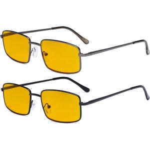 imageEyekepper 2 Pack Reading Glasses Blue Light Blocking Metal Frame Computer Readers Amber Tinted 050Blue Light Blockingb902 Pairs