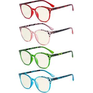 imageEyekepper 4 Pack Ladies Reading Glasses  Oversize Round Stylish Readers for Women Reading 100Blue Light Blockingb404 Pairs