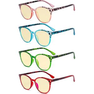 imageEyekepper 4 Pack Ladies Reading Glasses  Oversize Round Stylish Readers for Women Reading 100Blue Light Blockingb604 Pairs