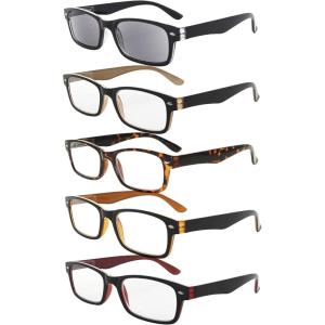 imageEyekepper 5 Pack Blue Light Filter Glasses Classic Computer Reading Glasses Orange Tinted 1255 Pairs Mix1 of Each Color