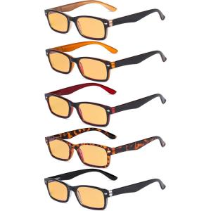 imageEyekepper 5 Pack Blue Light Filter Glasses Classic Computer Reading Glasses Orange Tinted 125Blue Light Blockingb905 Pairs